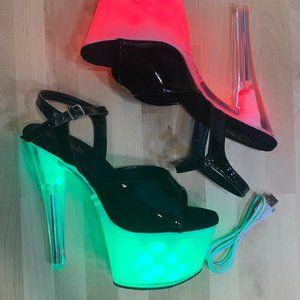 Pleaser Illuminator-709 light-up sandals w/ charge cable